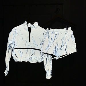 Two piece reflective shorts set